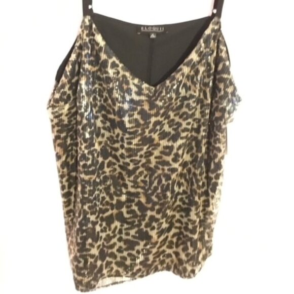 Eloquii Tops - Eloquii NWT Animal Print Sequined Top